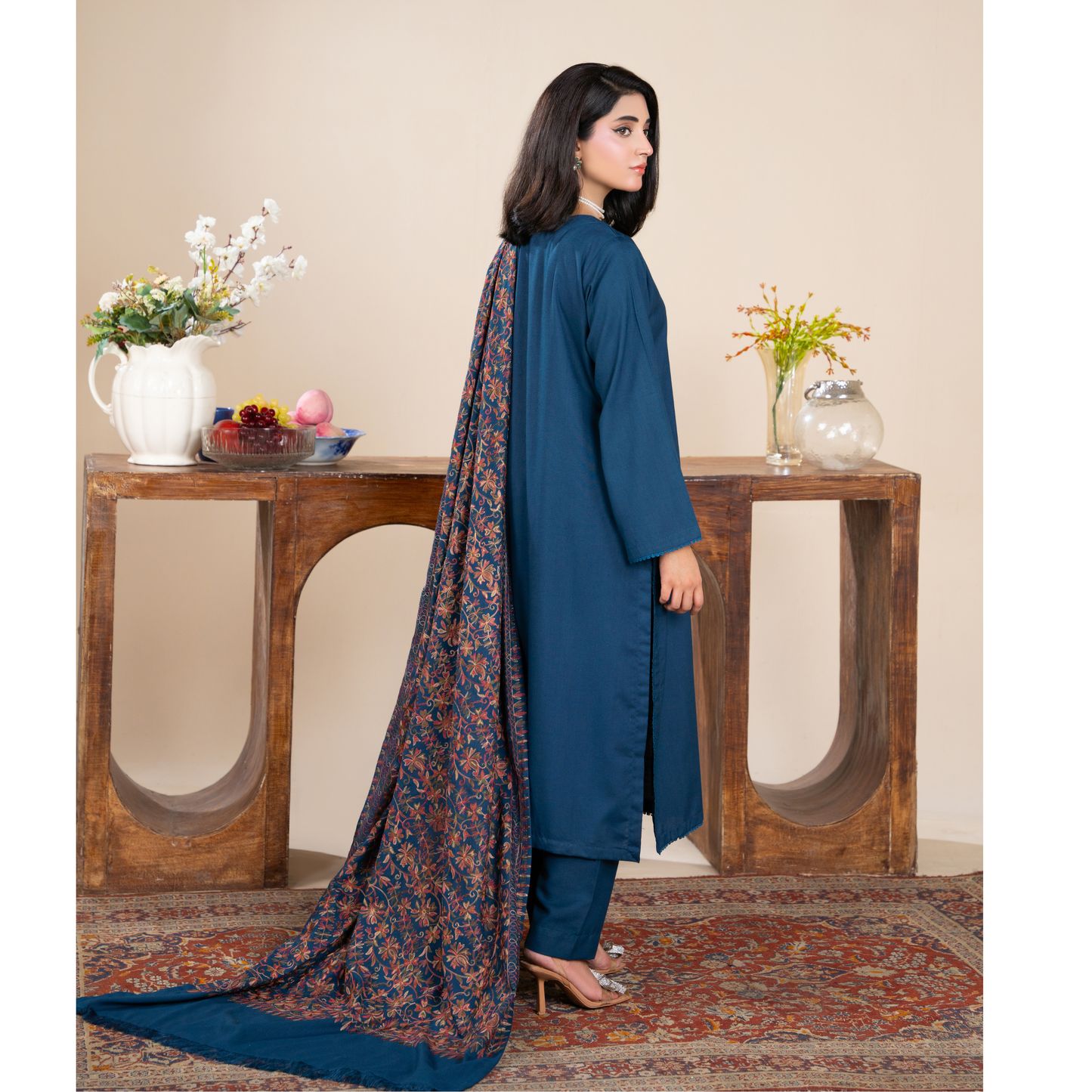 RA-21 3 Pc Dhanak Dress with Embroidered Dhanak Shawl |Ready to Wear | Winter Collection | Raniya.h