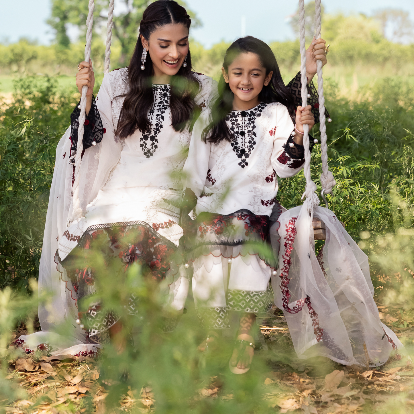 UAL-105 Luxury Festive Lawn Embroidered Mother–Daughter Matching Outfit Set by ALLY'S