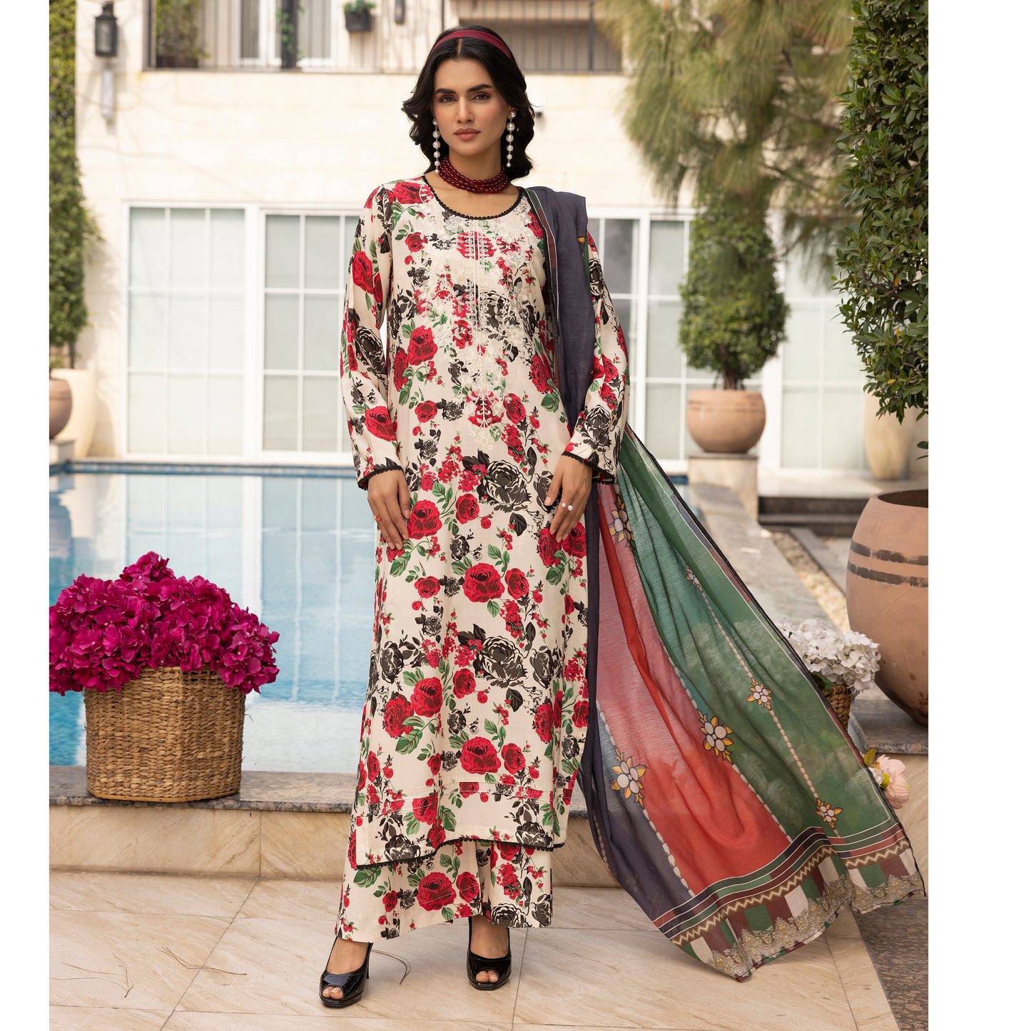 UMS-32 Baroque x Simrans Printed Linen Collection | Ready to Wear | Asian Clothes