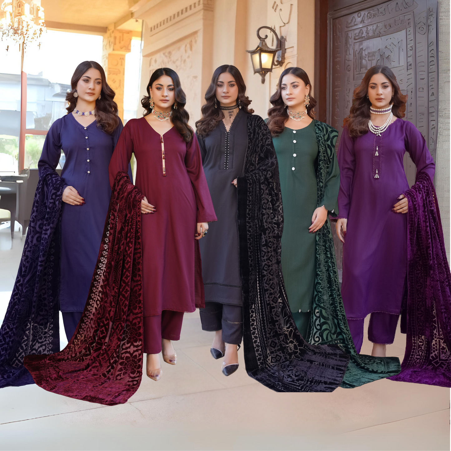 3 Pc Dhanak Dress with Palachi Shawl | Ready-to-wear | Winter Collection |RD