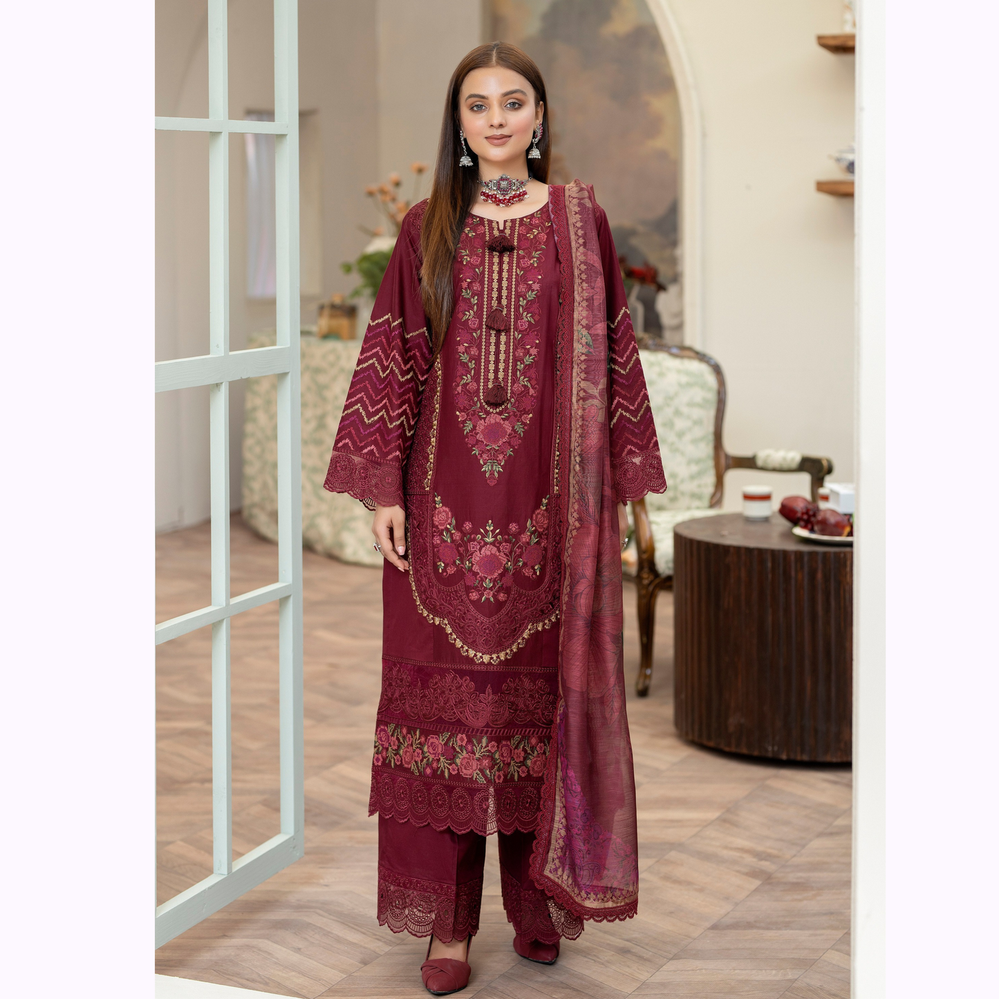 KC-1456 Embroidered Cotton Collection Ready to Wear 3 Pc - Karma Collection