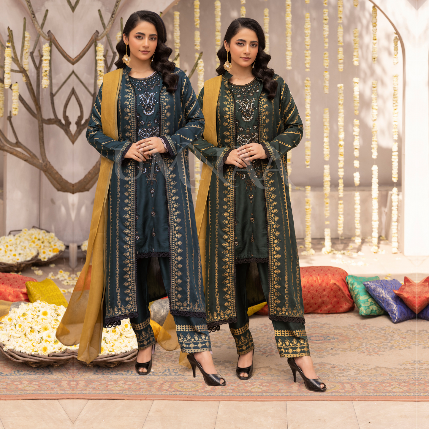 UMS-21 Luxury Embroidered Court Style Arabic Linen Collection | Ready to Wear | Simrans