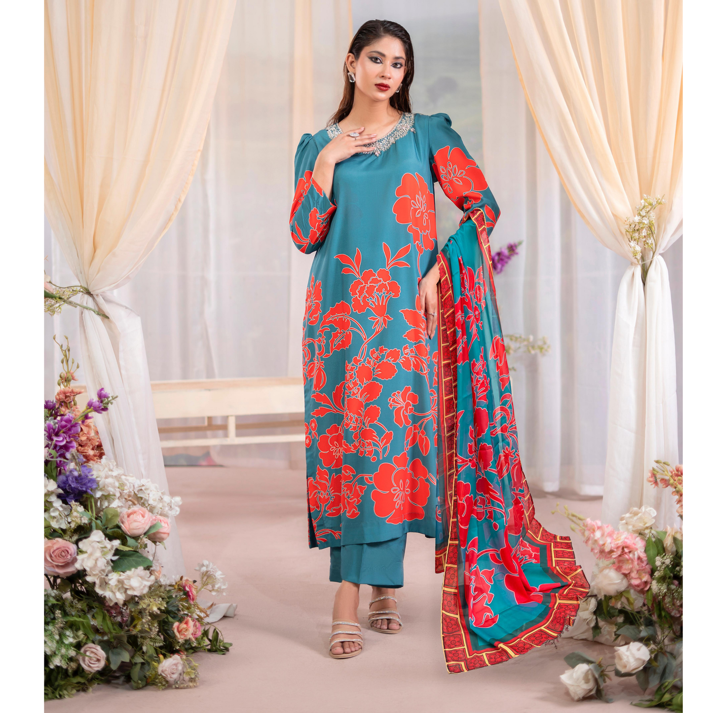 RA-20 3 Pc Printed Silk Collection |Ready to Wear | Raniya.h