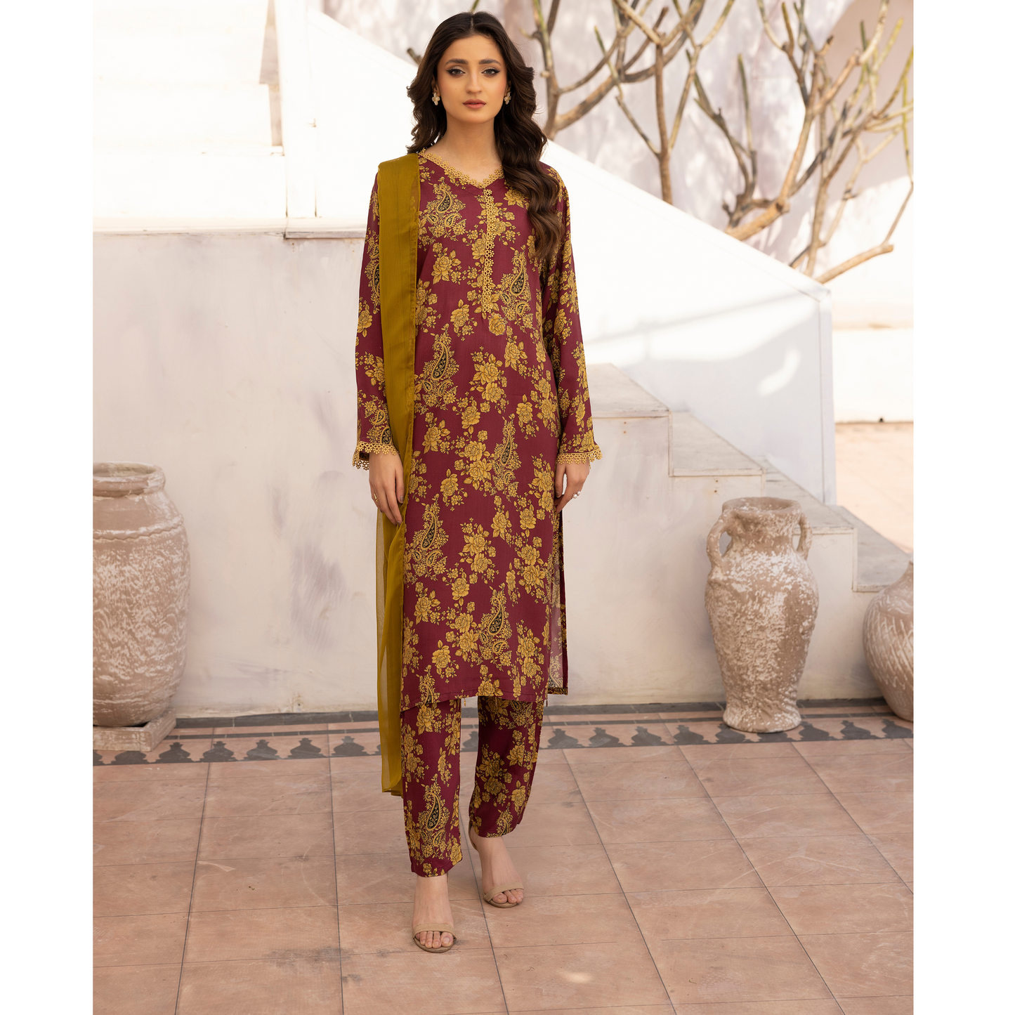 UMS-34 Mariyah Printed Linen 3 Pc Collection by Simrans asian clothes Casual Ready to Wear Pakistani dress