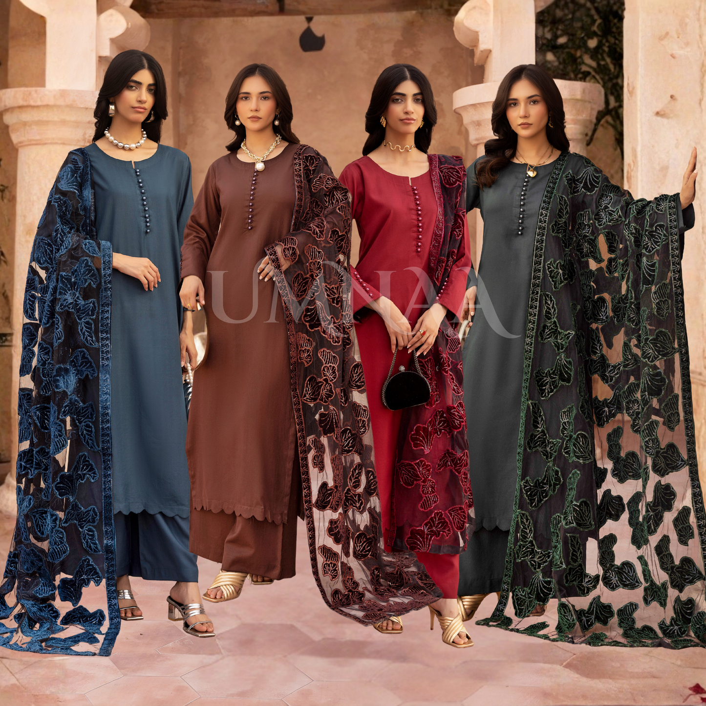 UMS-45 NURA LUX by Simrans Laserkari Linen Winter Collection | Ready to Wear | Asian Clothes