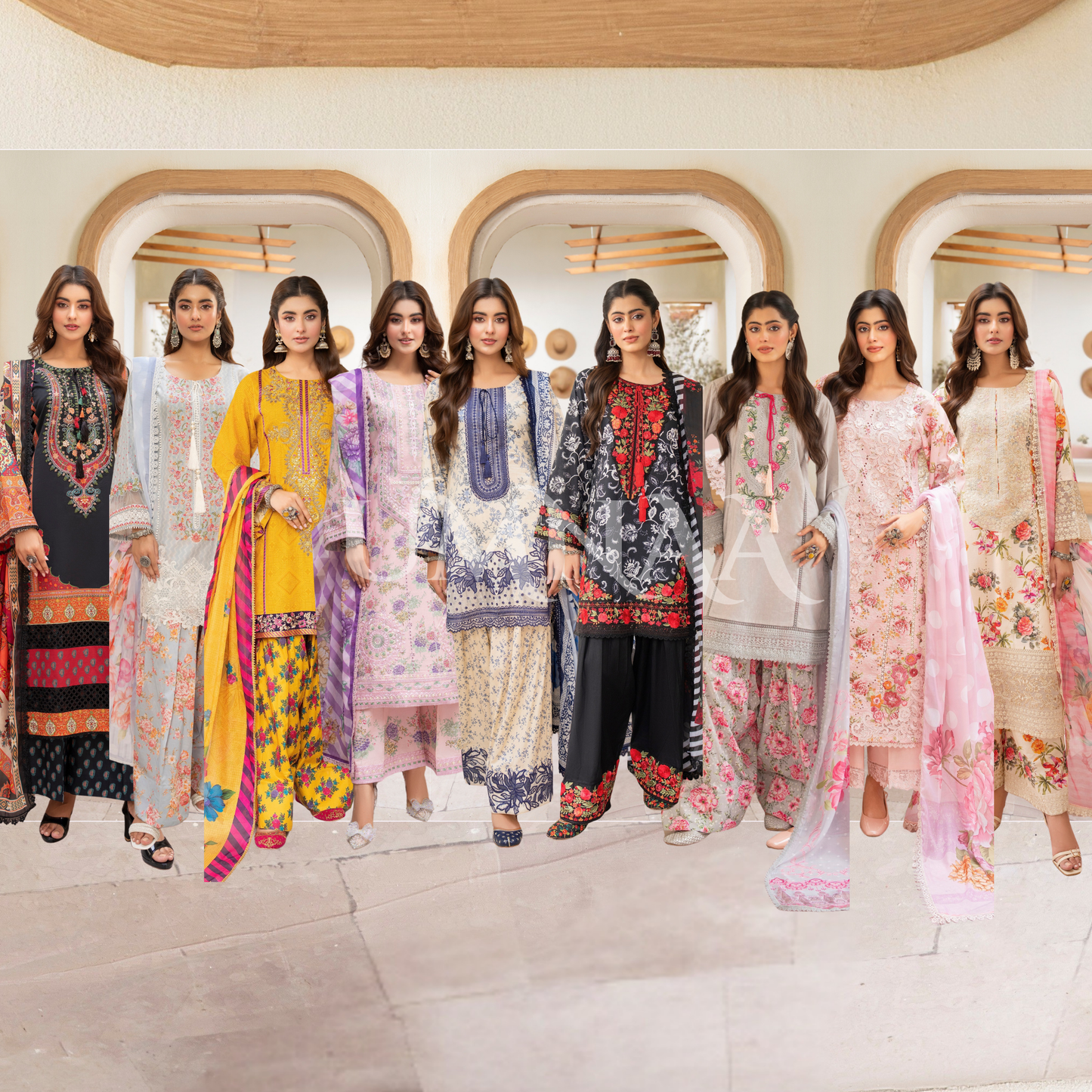 "Aina II" Embroidered Printed Lawn 3 Pc Collection by Karma Collection
