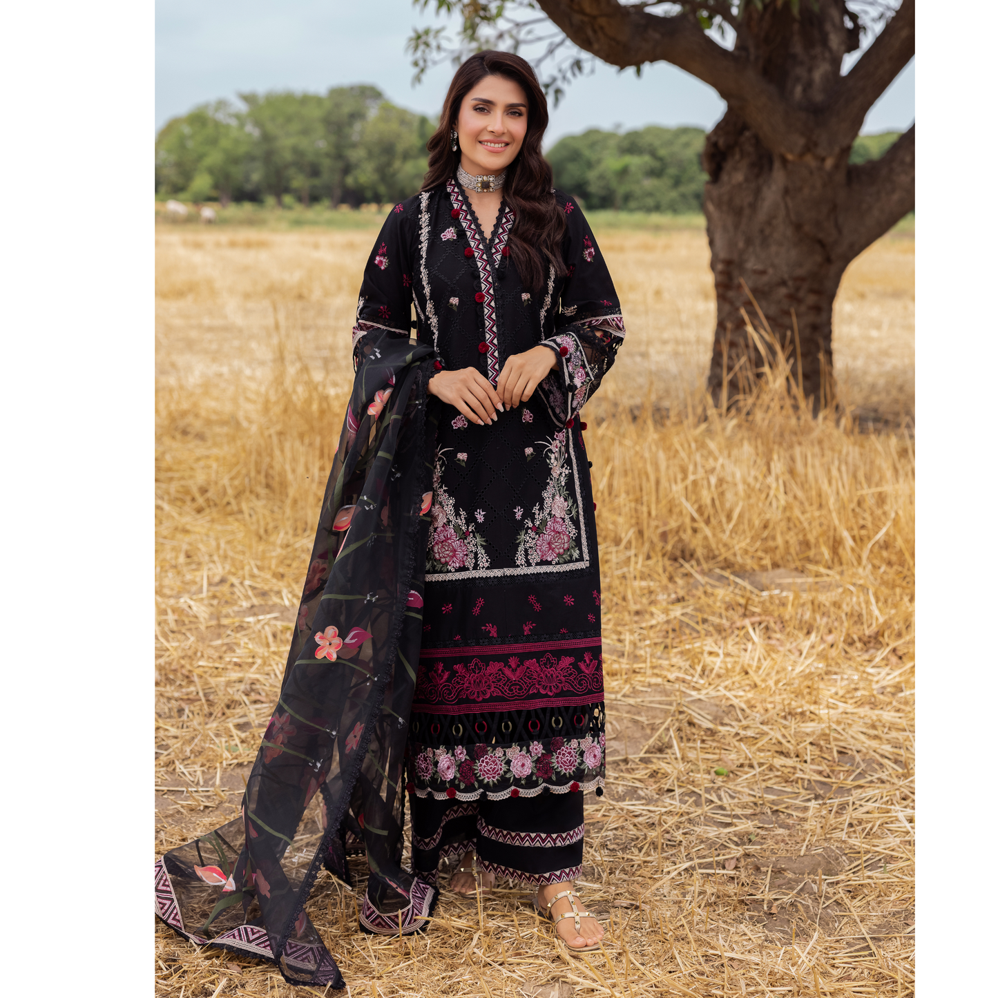 UAL-105 Luxury Festive Lawn Embroidered Mother–Daughter Matching Outfit Set by ALLY'S