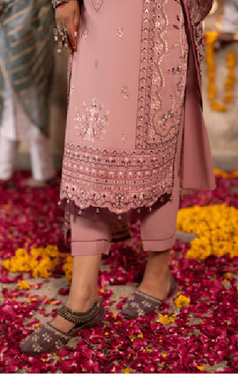 Pink 3 Piece Embroidered Cotton dress - Casuallite
