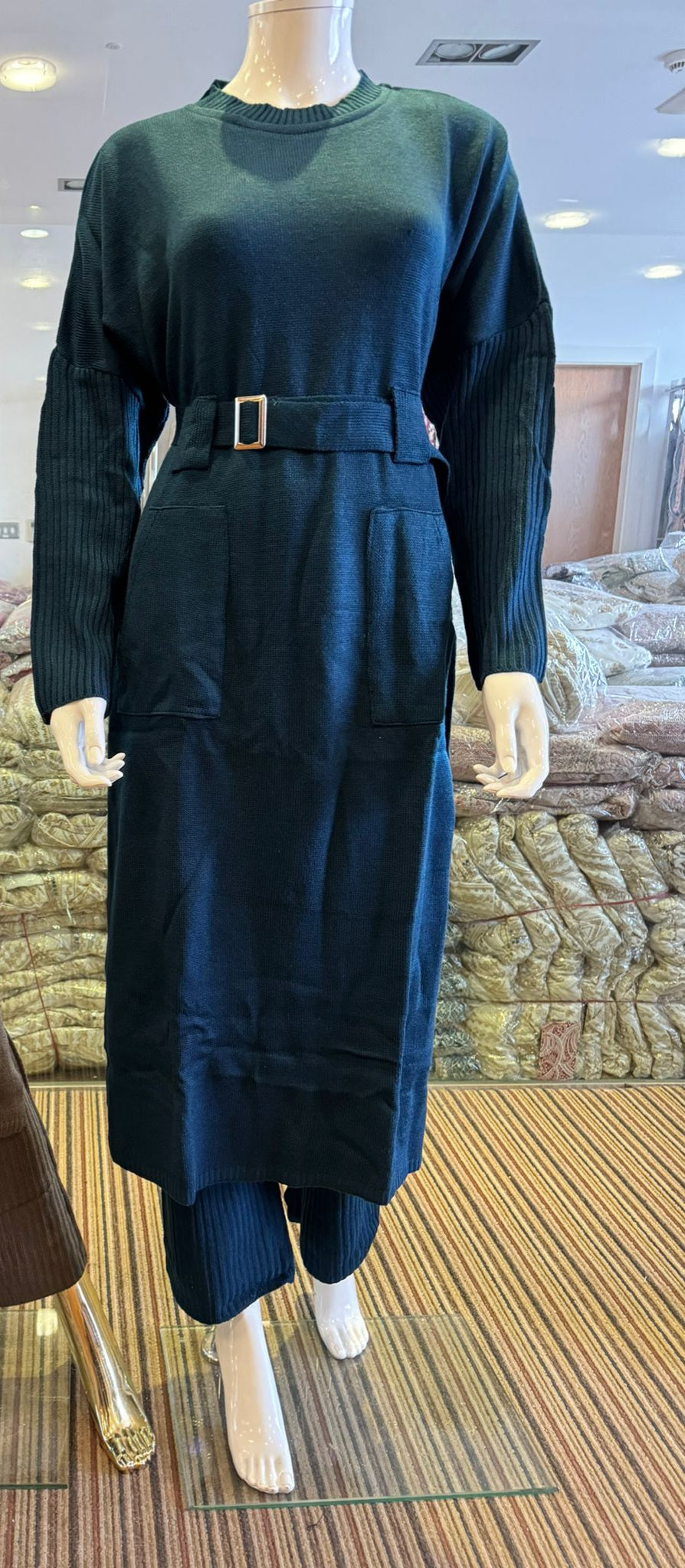 Belted long length knit Co ord Set | UMNAA