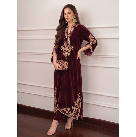 UA-316 Luxury Velvet Kaftan Style Co-Ord Set | Umnna