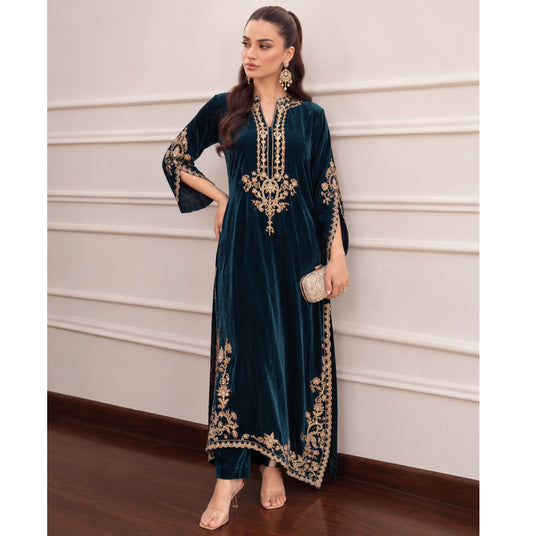UA-316 Luxury Velvet Kaftan Style Co-Ord Set | Umnna