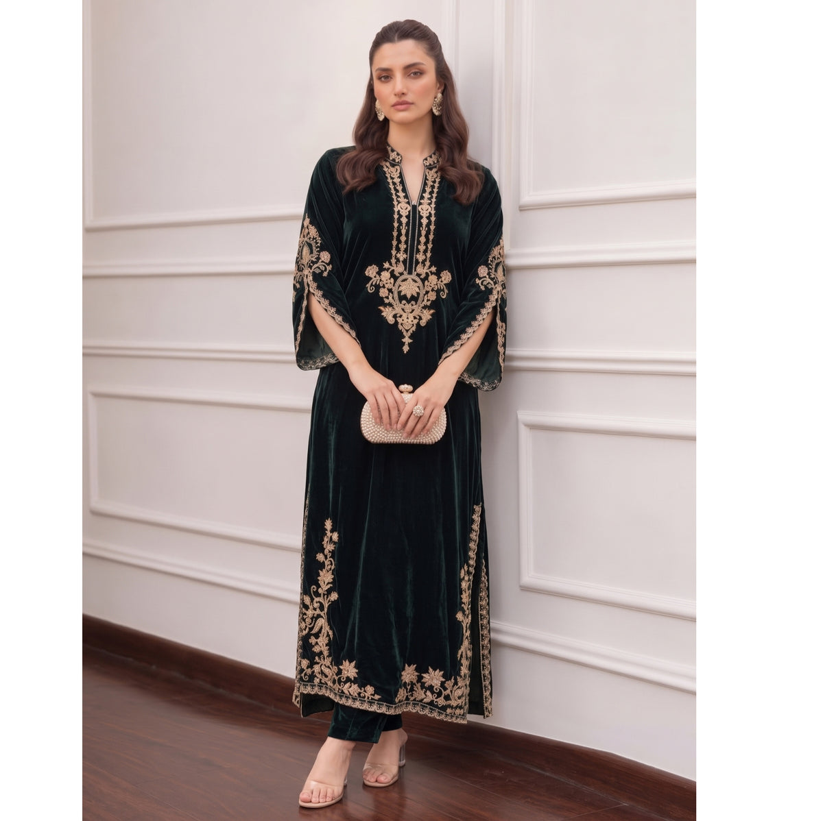 UA-316 Luxury Velvet Kaftan Style Co-Ord Set | Umnna