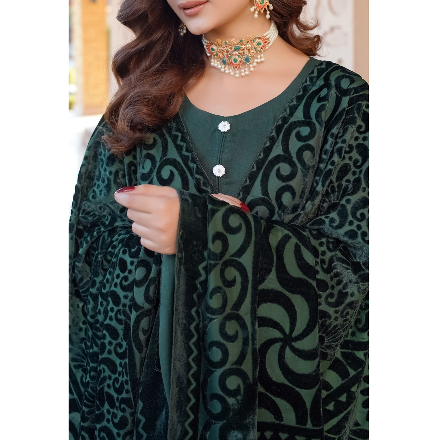 3 Pc Dhanak Dress with Palachi Shawl | Ready-to-wear | Winter Collection |RD