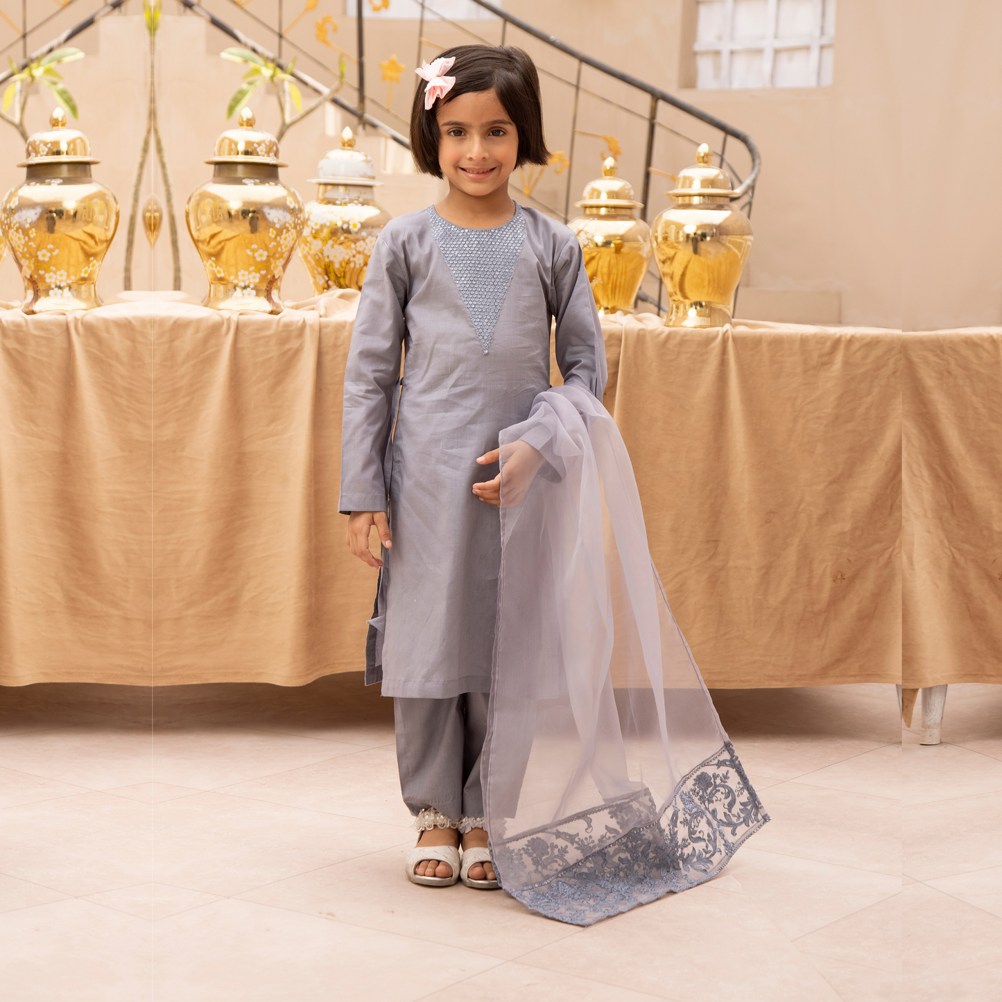 UMS-14 3 Pc Mother & Daughter Luxury Cambric Cotton by Simrans
