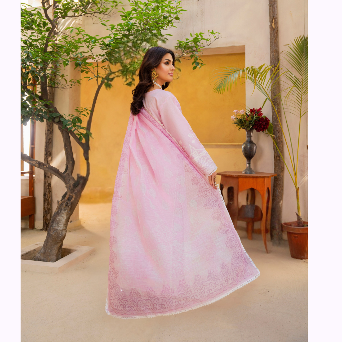 KC-1442 Embroidered Chikankari Cambric Cotton Dress Ready to Wear 3 Pc - Karma Collection