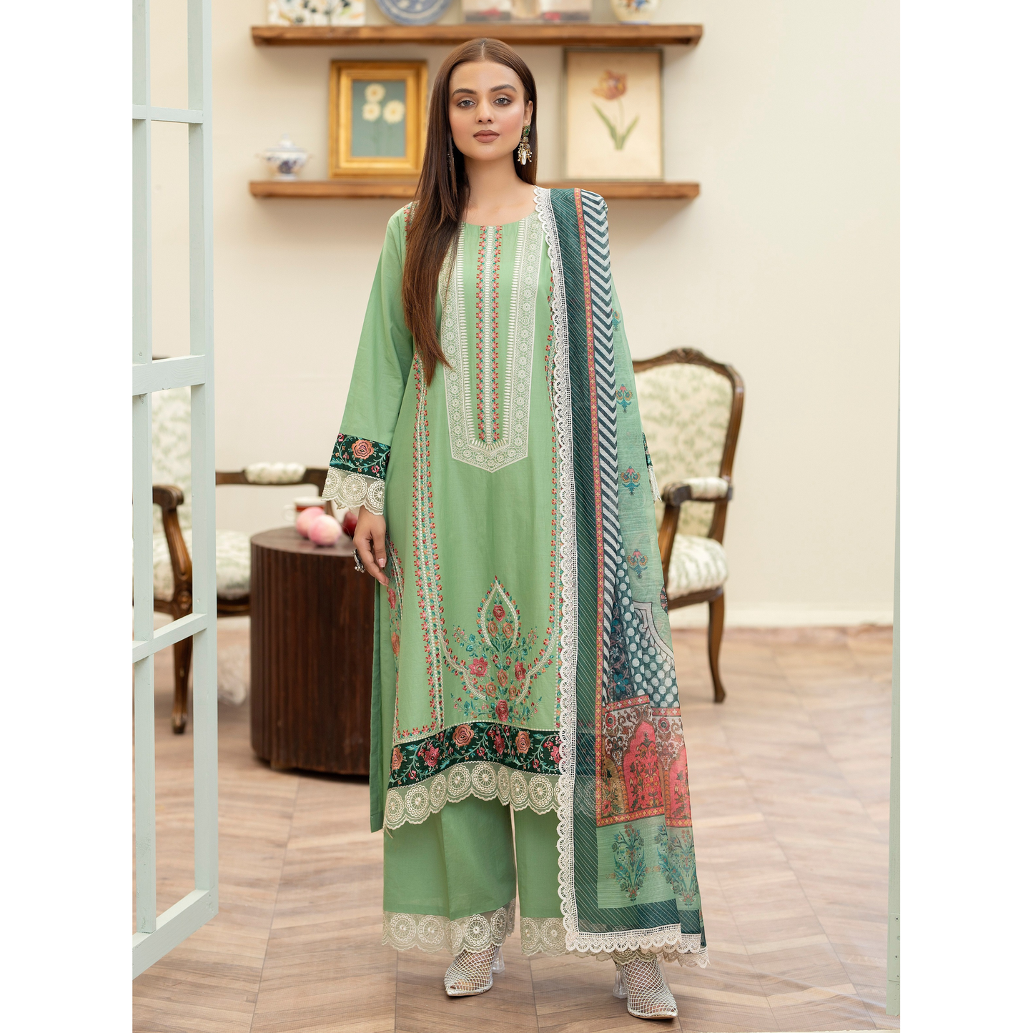 KC-1448 Embroidered Cotton Collection Ready to Wear 3 Pc - Karma Collection