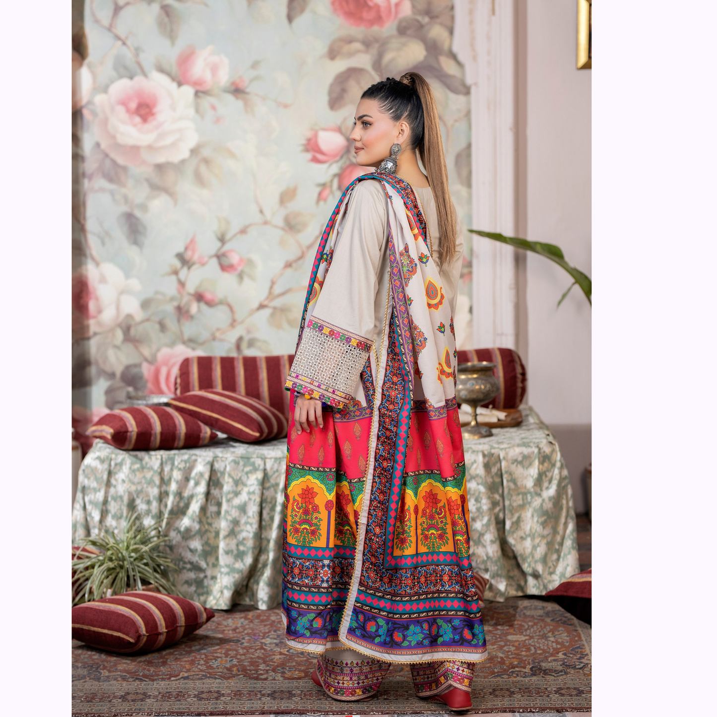KC-1454 Trendy farshi Shalwar Embroidered Cotton Collection Ready to Wear 3 Pc - Karma Collection