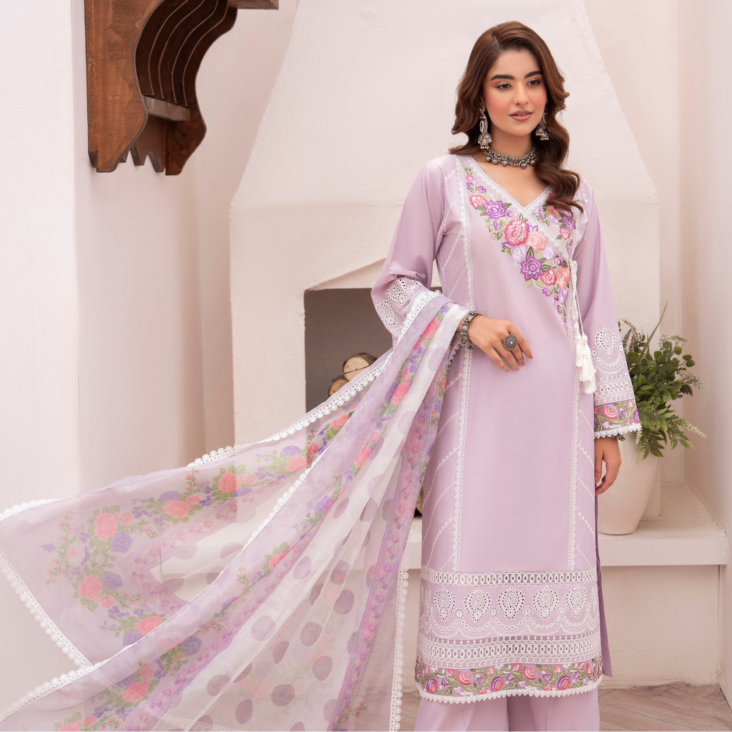 KC-1481 Embroidered Luxury Chikankari Cambric Cotton Collection | Ready to Wear | Karma Collection