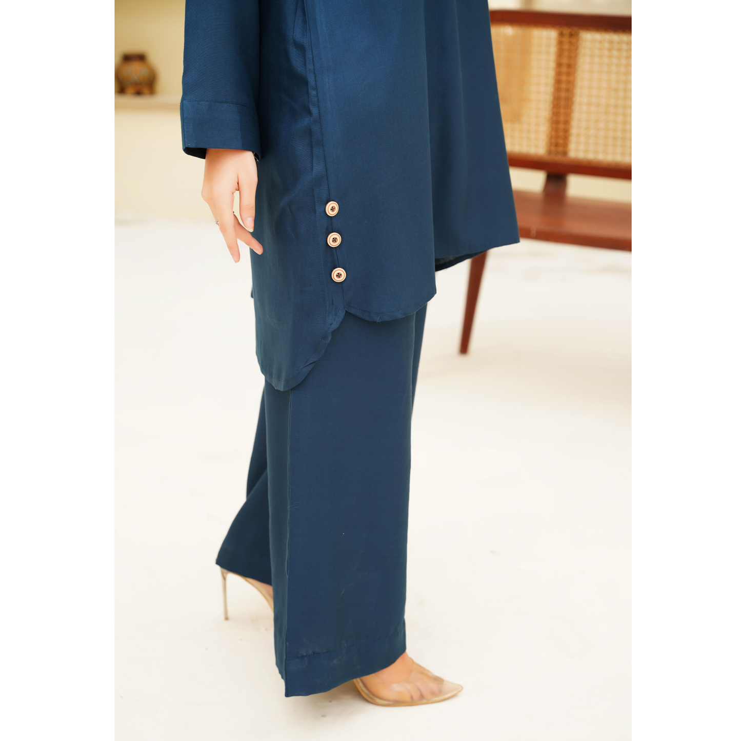 UA-129 Stylish Modest Dhanak Solid Co Ord Set by Umnaa