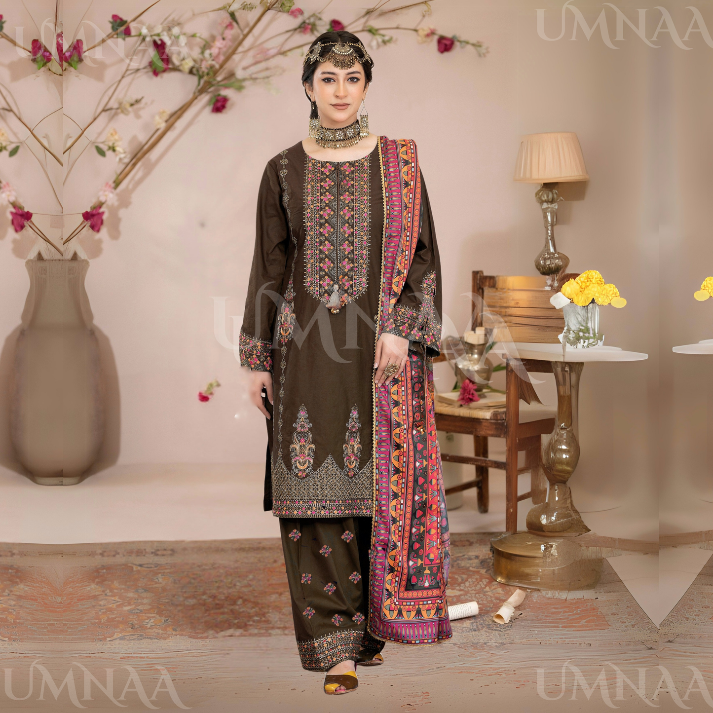 UA-109 Embroidered Linen Collection | Ready by Wear | Pakistani Dress Asian Clothes Umnaa