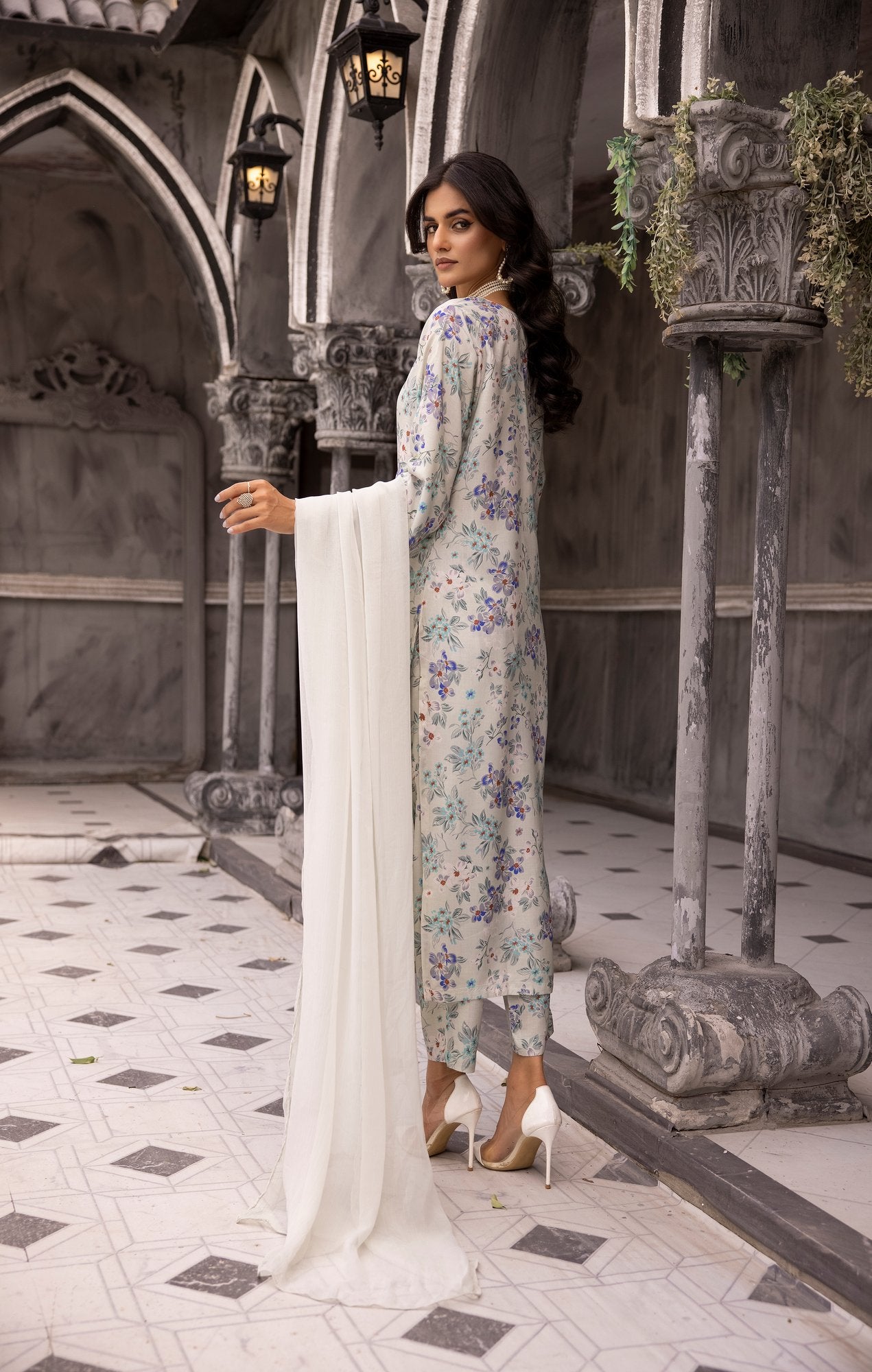 (Off White) 3 Piece Printed Lawn dress by Simran