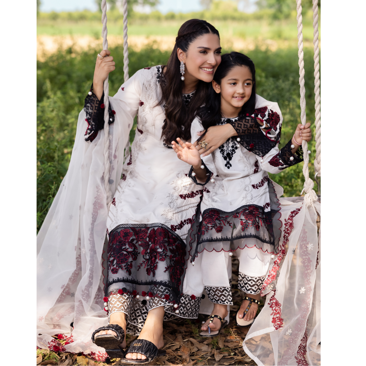 UAL-105 Luxury Festive Lawn Embroidered Mother–Daughter Matching Outfit Set by ALLY'S