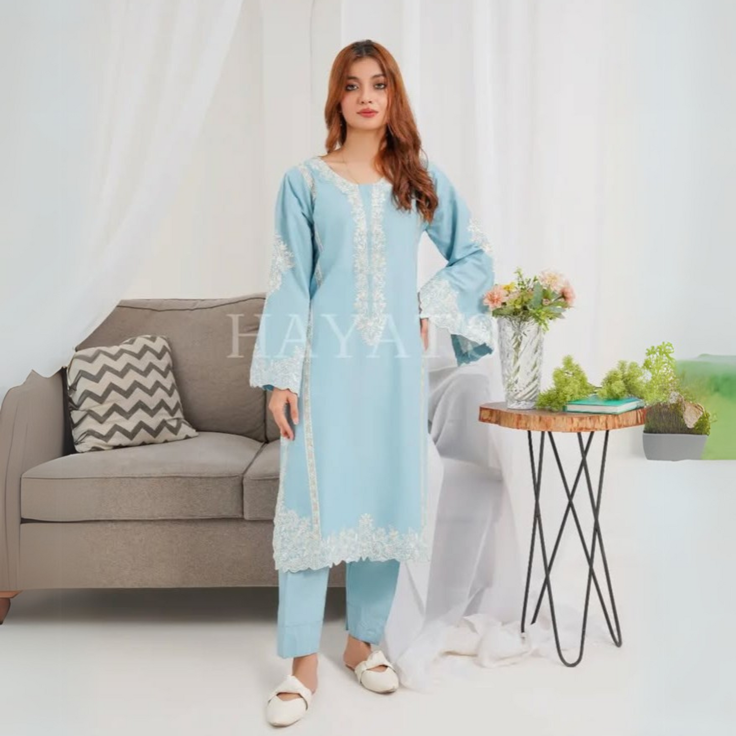2 Pc Embroidered Khaddar Co-Ord Set | Ready to wear| Hayats