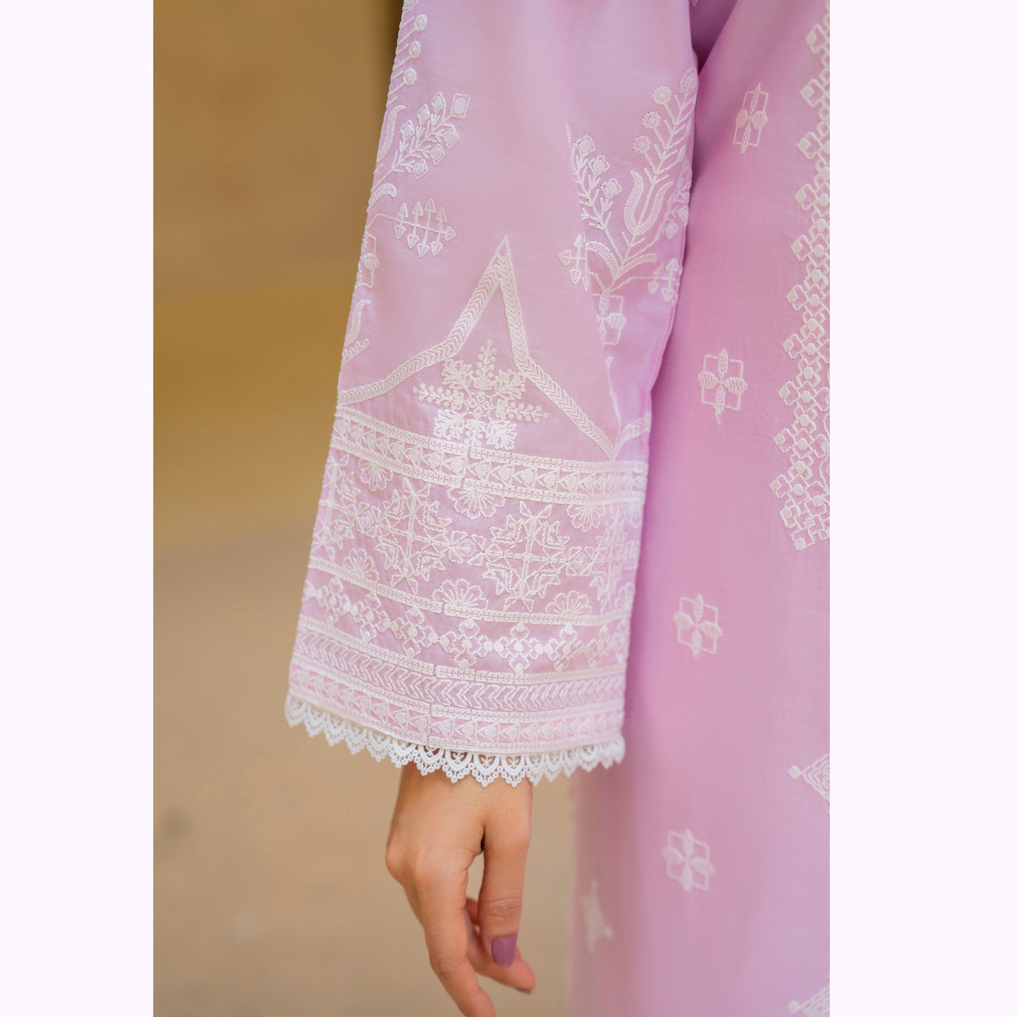 KC-1442 Embroidered Chikankari Cambric Cotton Dress Ready to Wear 3 Pc - Karma Collection