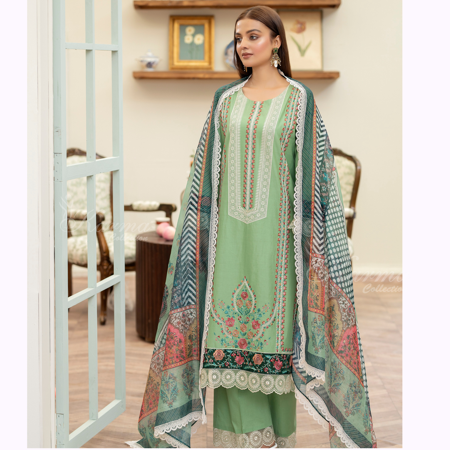 KC-1448 Embroidered Cotton Collection Ready to Wear 3 Pc - Karma Collection