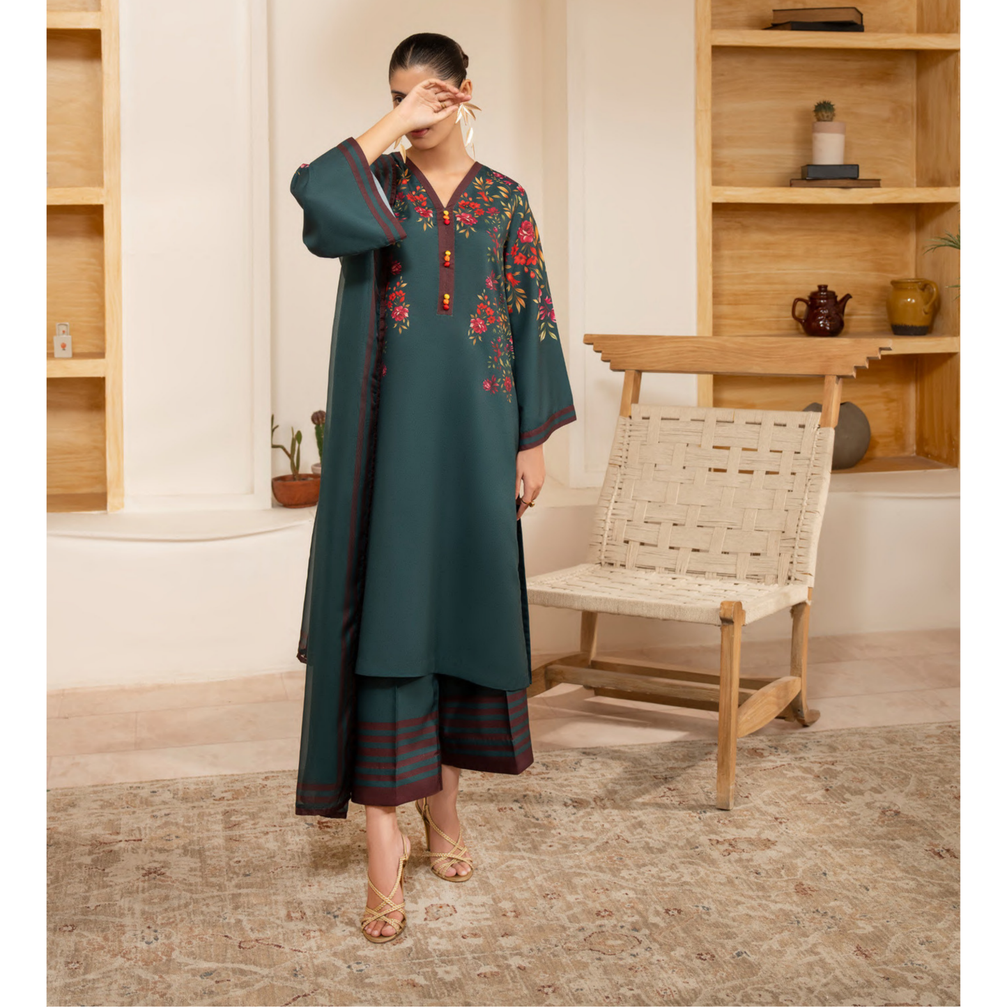 UCA-26 "Gul e Jana" Viscose Silk 3 Pc Collection by Casuallite