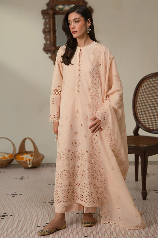 UA-288 3 Pc Chikenkari Lawn Dress - Umnaa