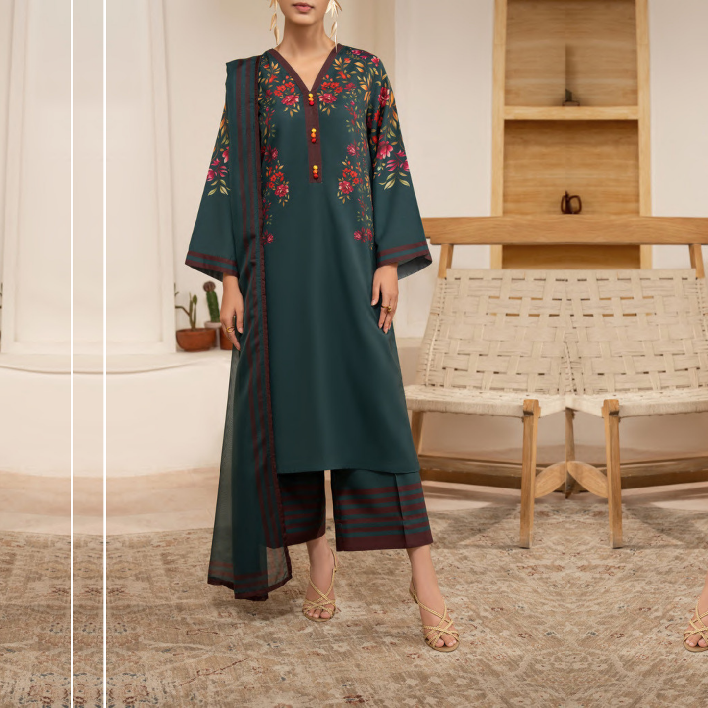 UCA-26 "Gul e Jana" Viscose Silk 3 Pc Collection by Casuallite
