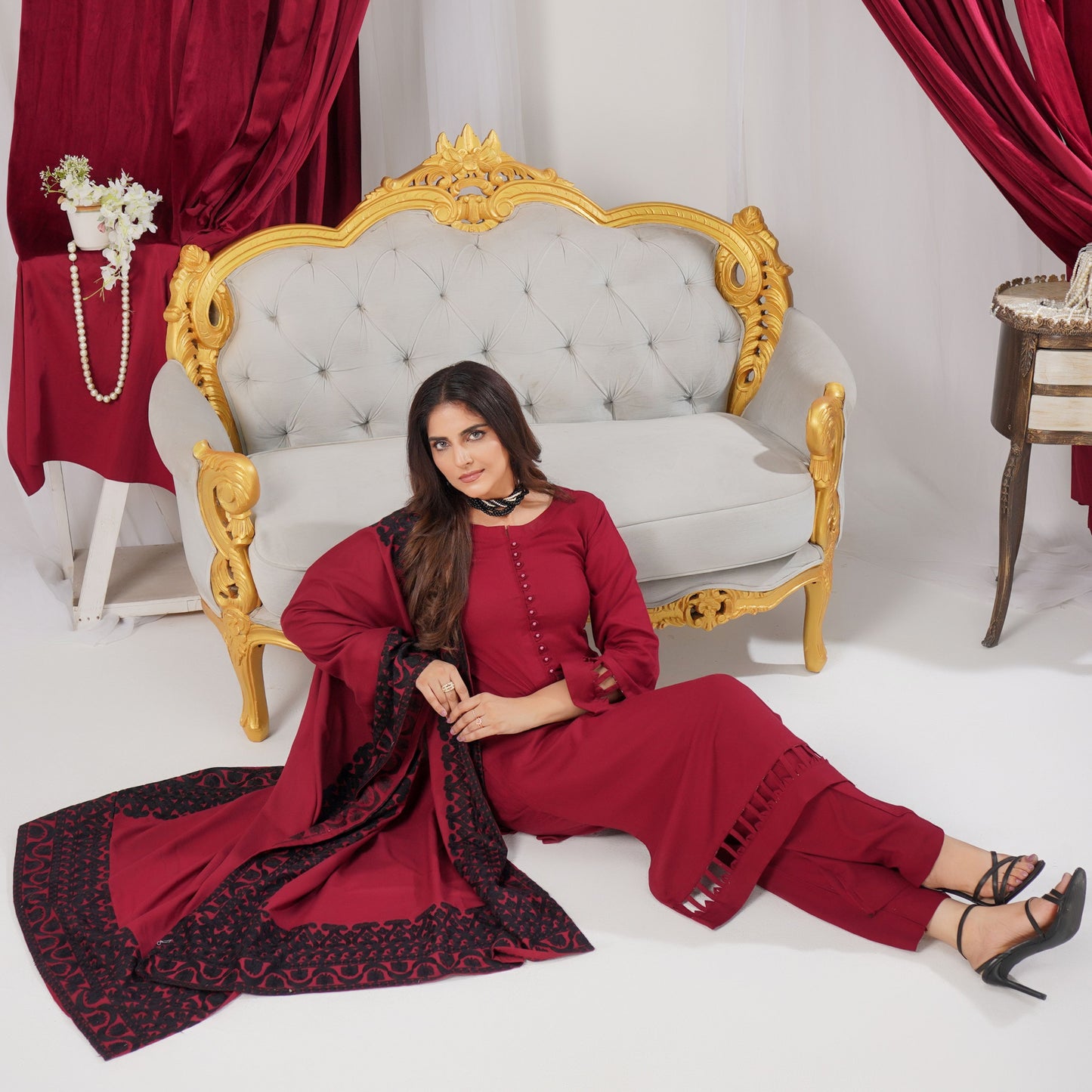 3 Pc Dhanak Shirt & trouser with Dhanak Shawl | Winter Collection | SIMRANS