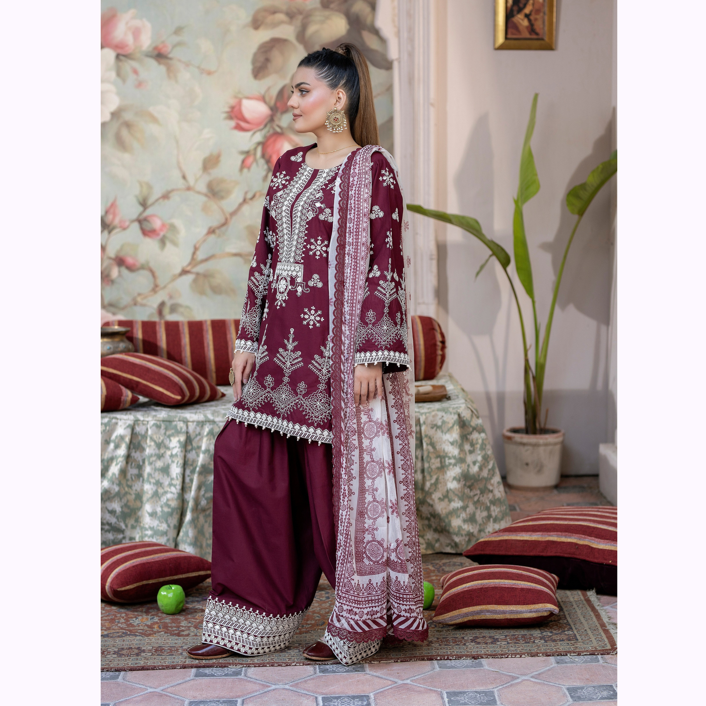 KC-1453 Trendy farshi Shalwar Embroidered Cotton Collection Ready to Wear 3 Pc - Karma Collection