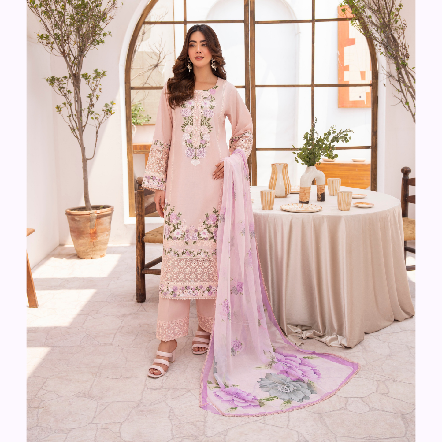 KC-1478 Embroidered Luxury Chikankari Cambric Cotton Collection | Ready to Wear | Karma Collection