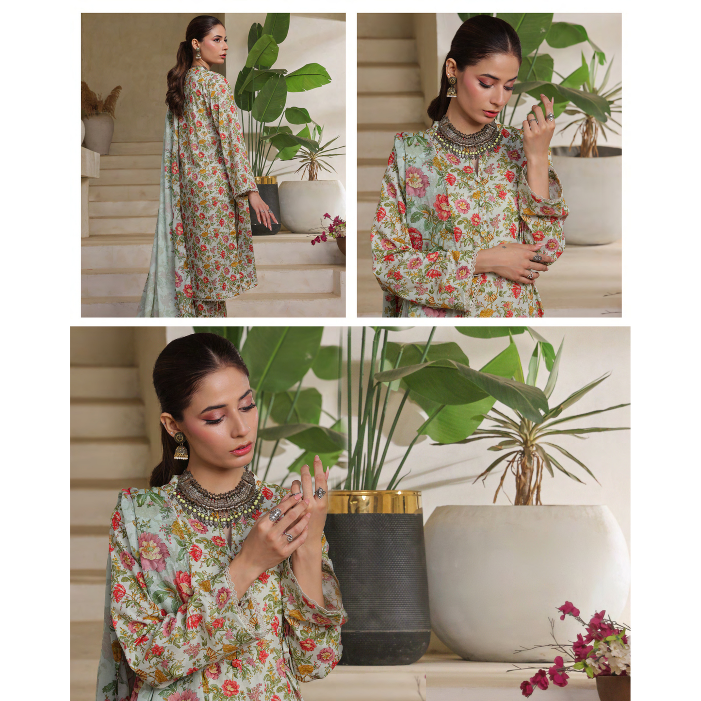 USN-14 Printed Lawn 3 Pc Dress | Ready to Wear | Saphron