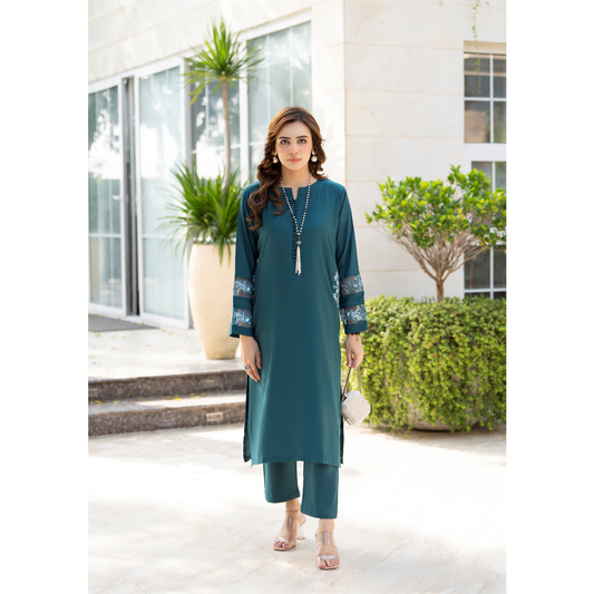 UZA-01 Rang e Elegance by Zaaria 2 Pc Embroidered Dhanak Co-Ords Set