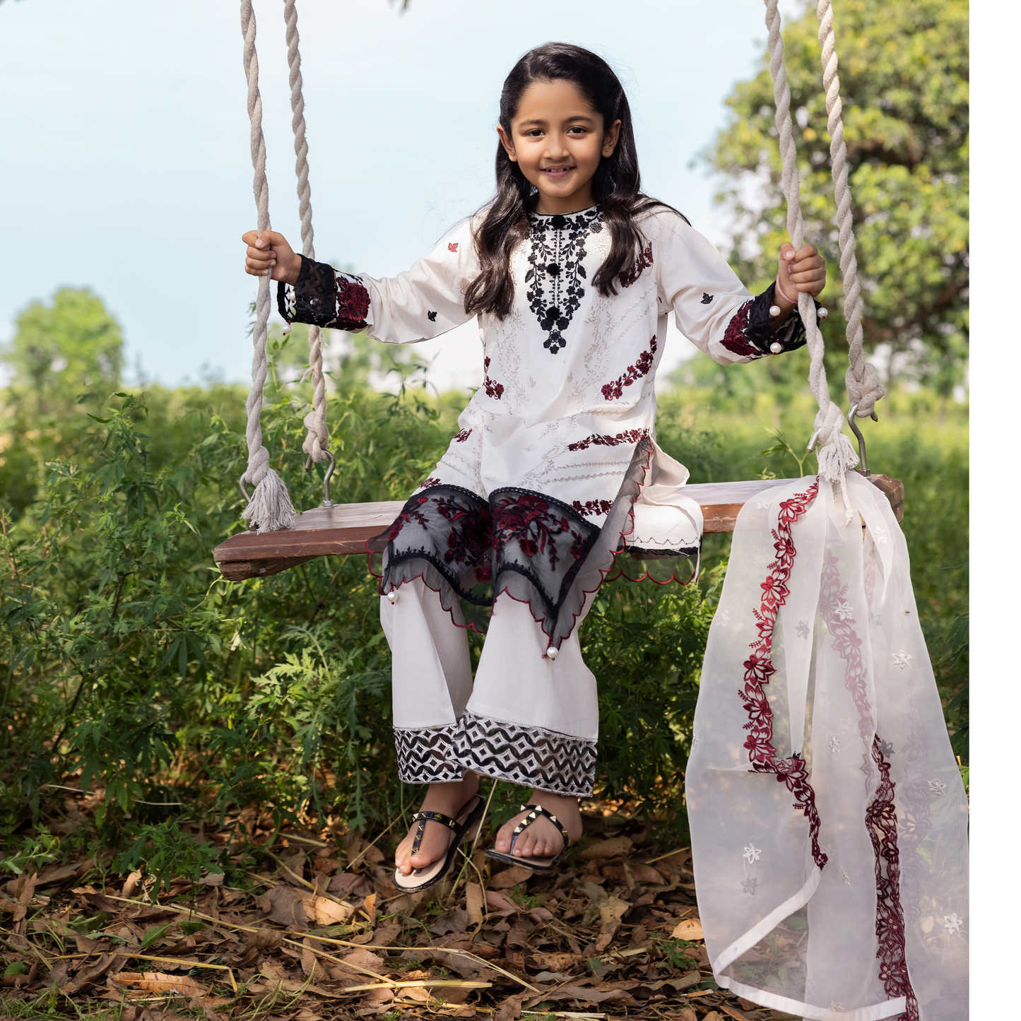 UAL-105 Luxury Festive Lawn Embroidered Mother–Daughter Matching Outfit Set by ALLY'S
