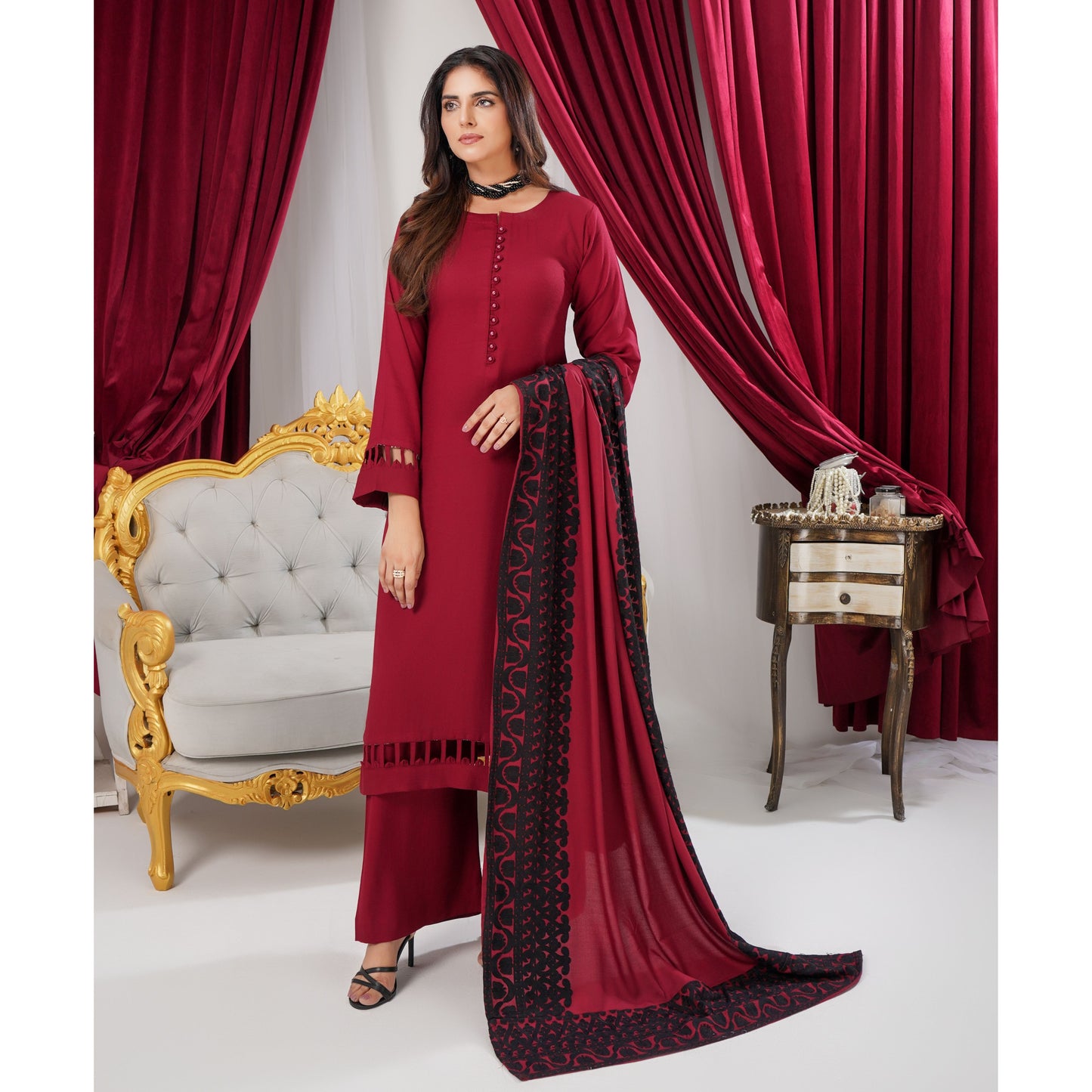 3 Pc Dhanak Shirt & trouser with Dhanak Shawl | Winter Collection | SIMRANS