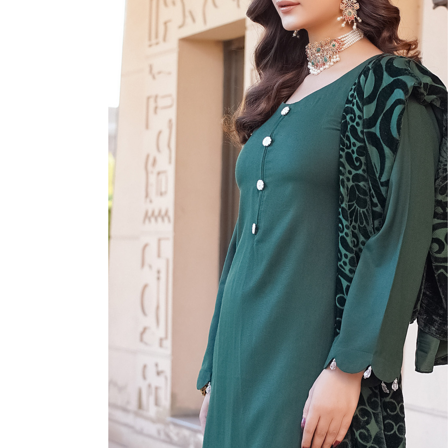 3 Pc Dhanak Dress with Palachi Shawl | Ready-to-wear | Winter Collection |RD