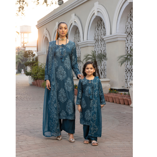 UMS-15 3 Pc Mother & Daughter Luxury Linen Eid Collection by Simrans
