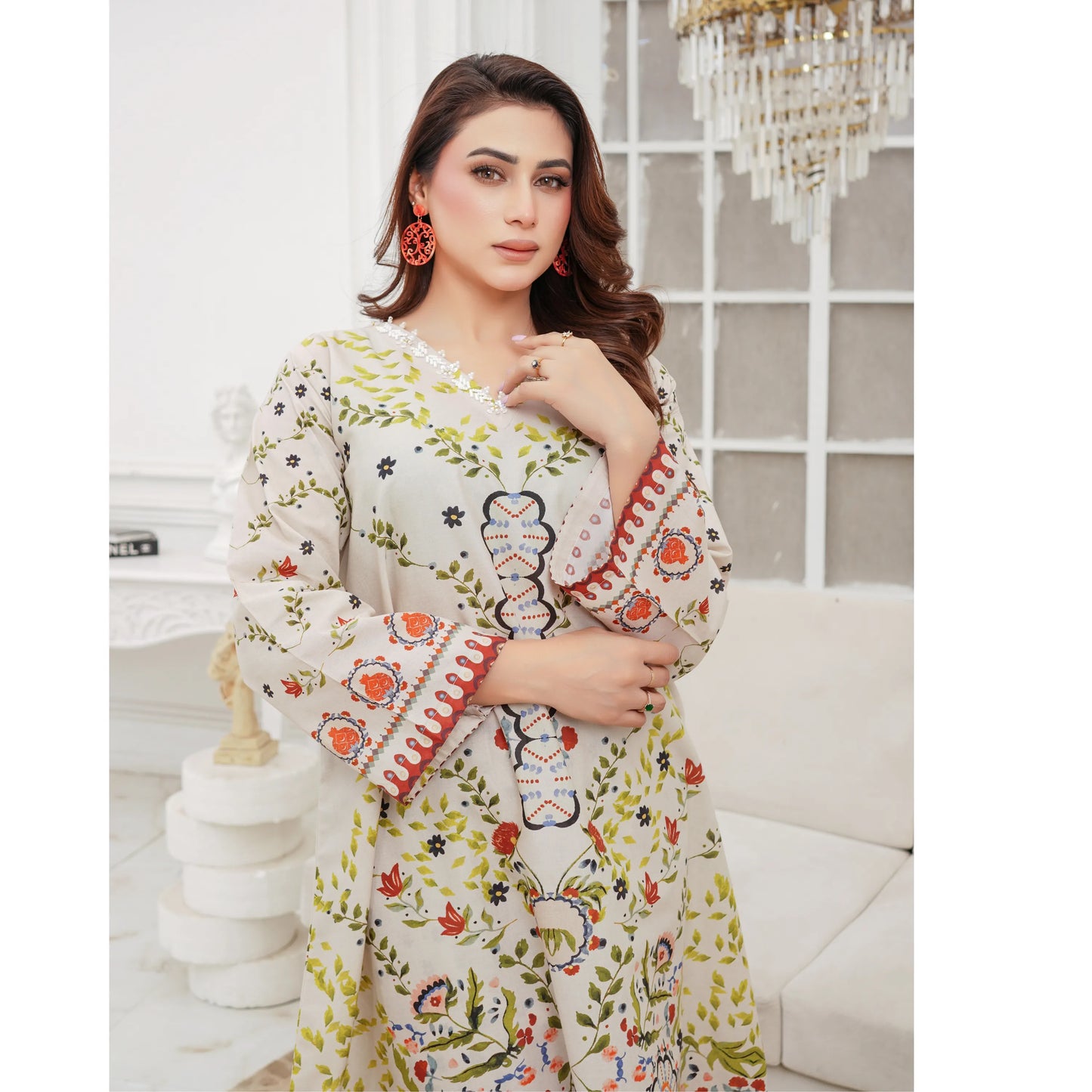 UMS-59 "Attire" Lawn Kaftan Style Co-Ords Set by Simrans