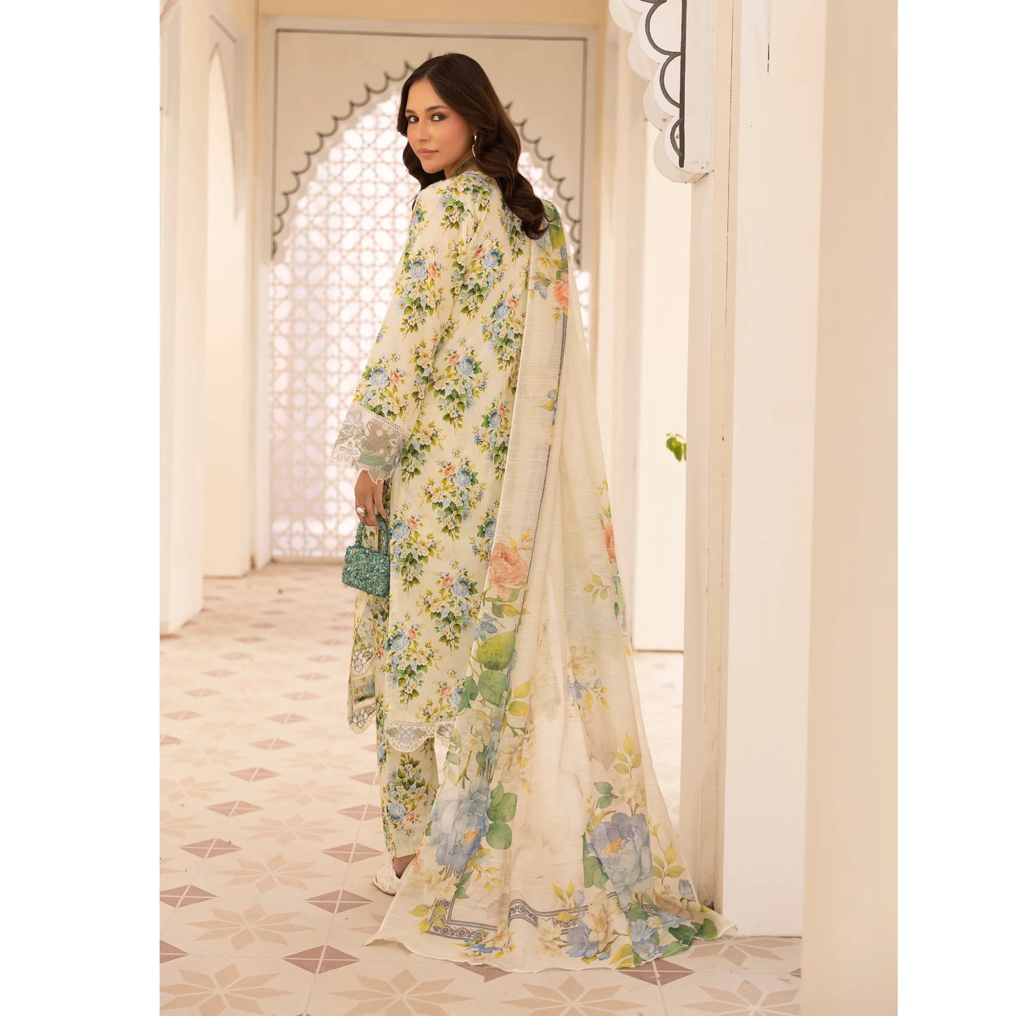 UMS-63 "Limelight" by Simrans Embroidered Printed Pure Lawn 3 Pc Collection Ready to Wear Pakistani Asian clothes