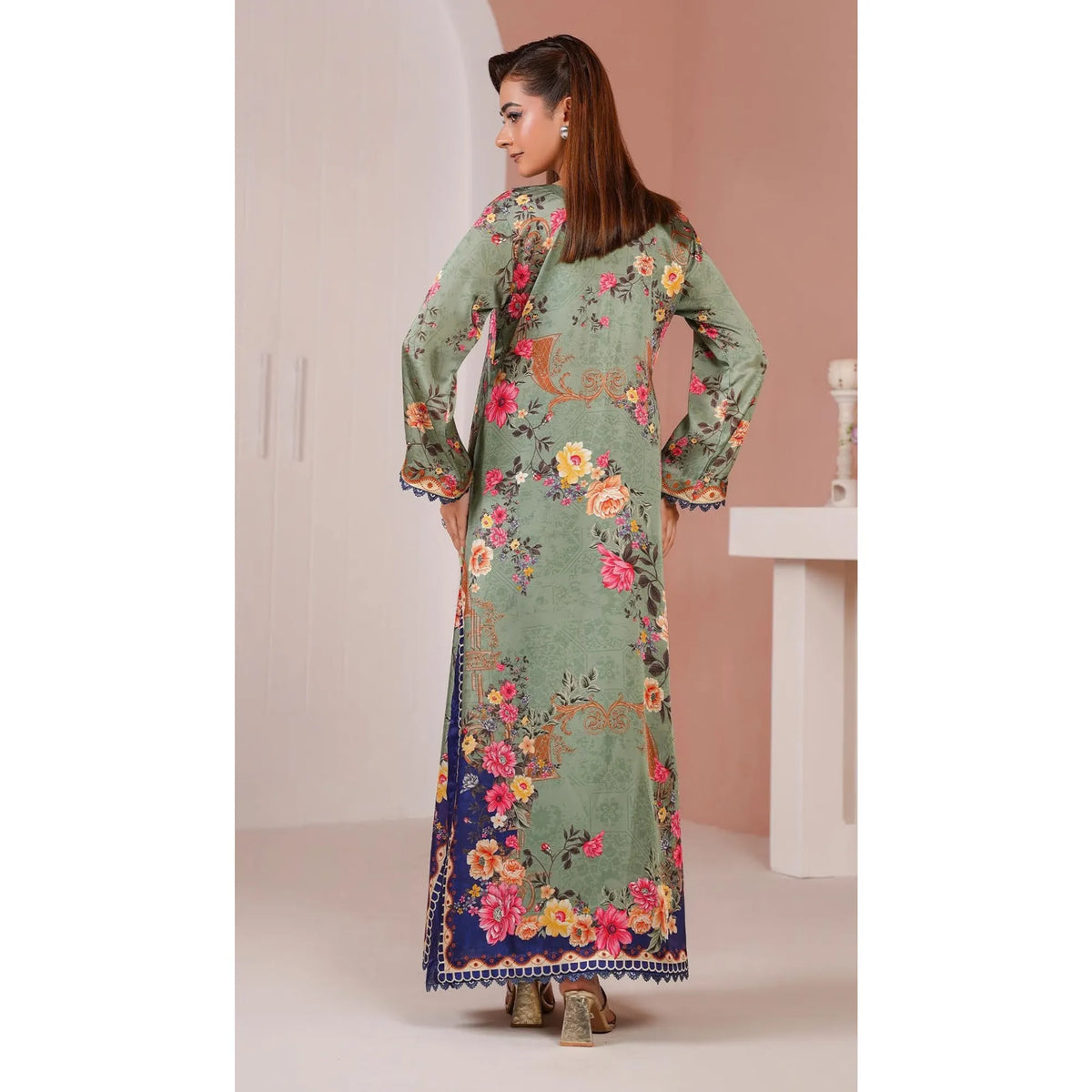 UA-312 Printed Shamooz Silk Printed Kaftan Style Co-Ord Set| Umnaa