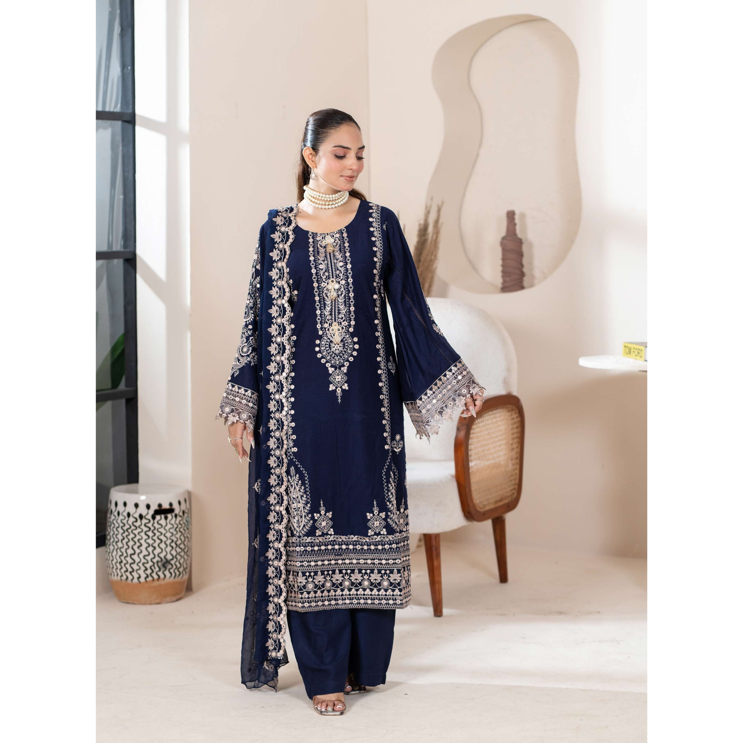 UMRZ-52 "Edenrobe LUX " Embroidered Linen Collection By Rangz
