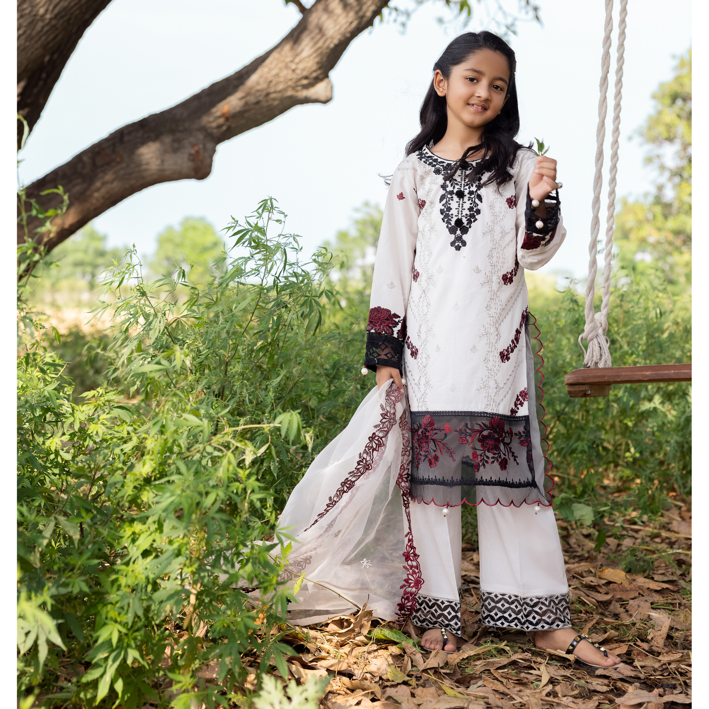 UAL-105 Luxury Festive Lawn Embroidered Mother–Daughter Matching Outfit Set by ALLY'S