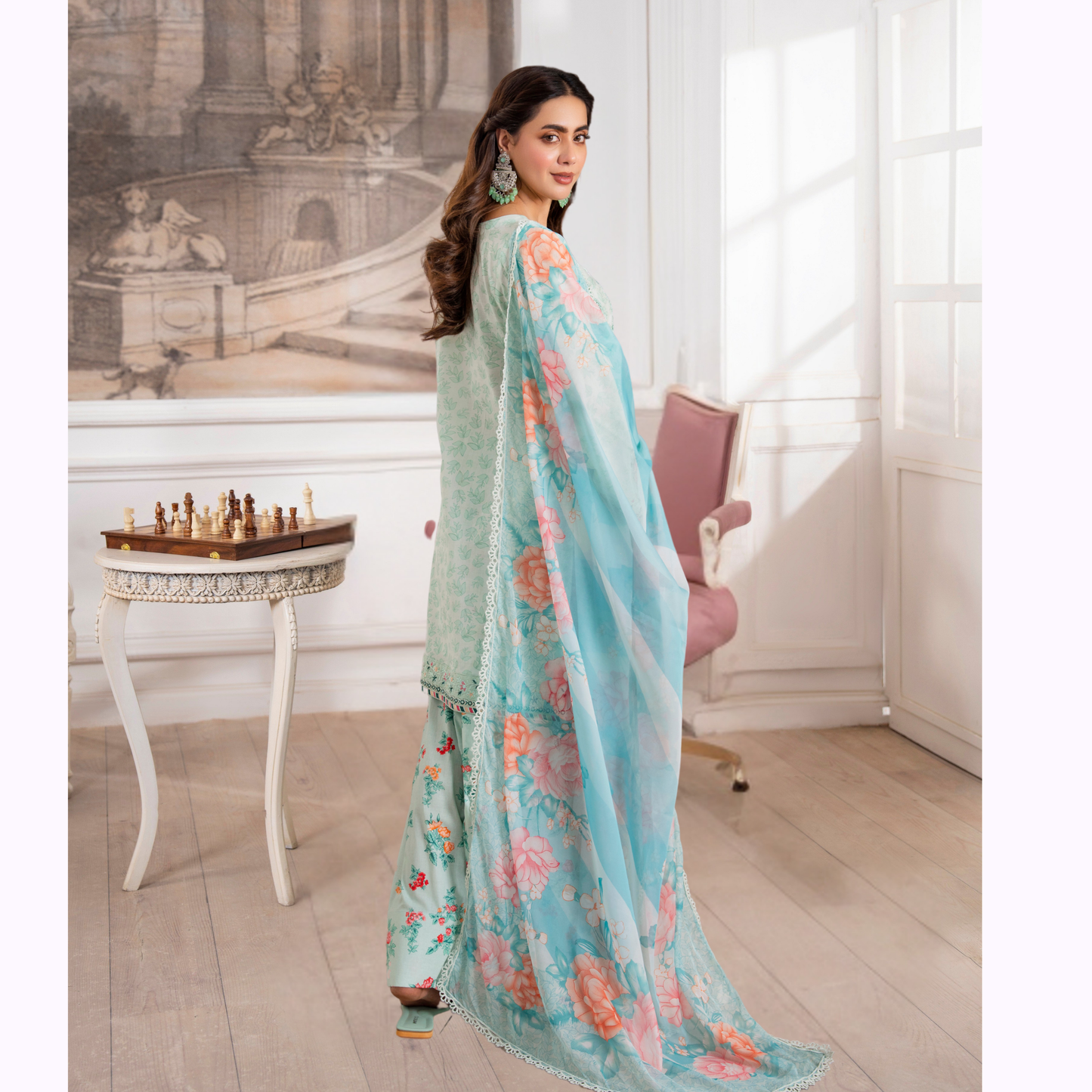 3 Pc Luxury Embroidered trendy Farshi Shalwar Collection | Eid Wear | karma collection