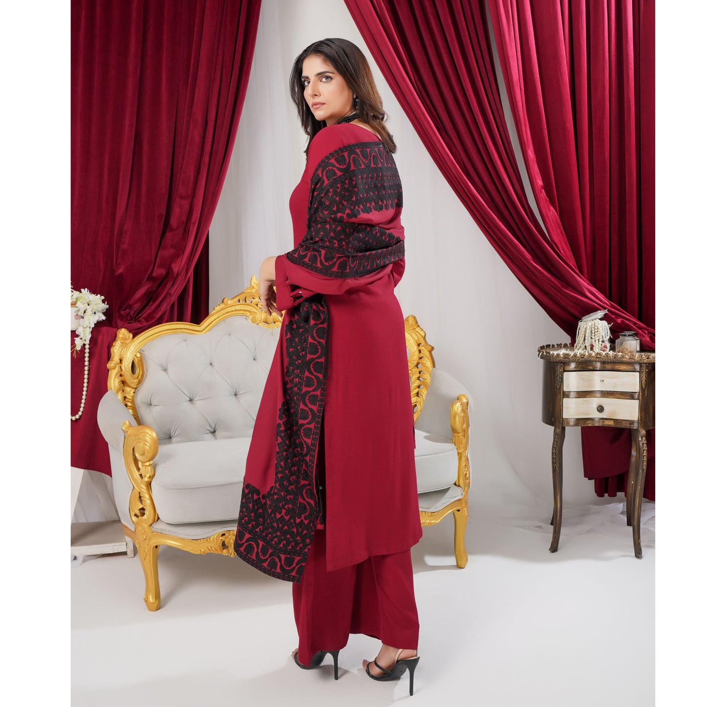 3 Pc Dhanak Shirt & trouser with Dhanak Shawl | Winter Collection | SIMRANS