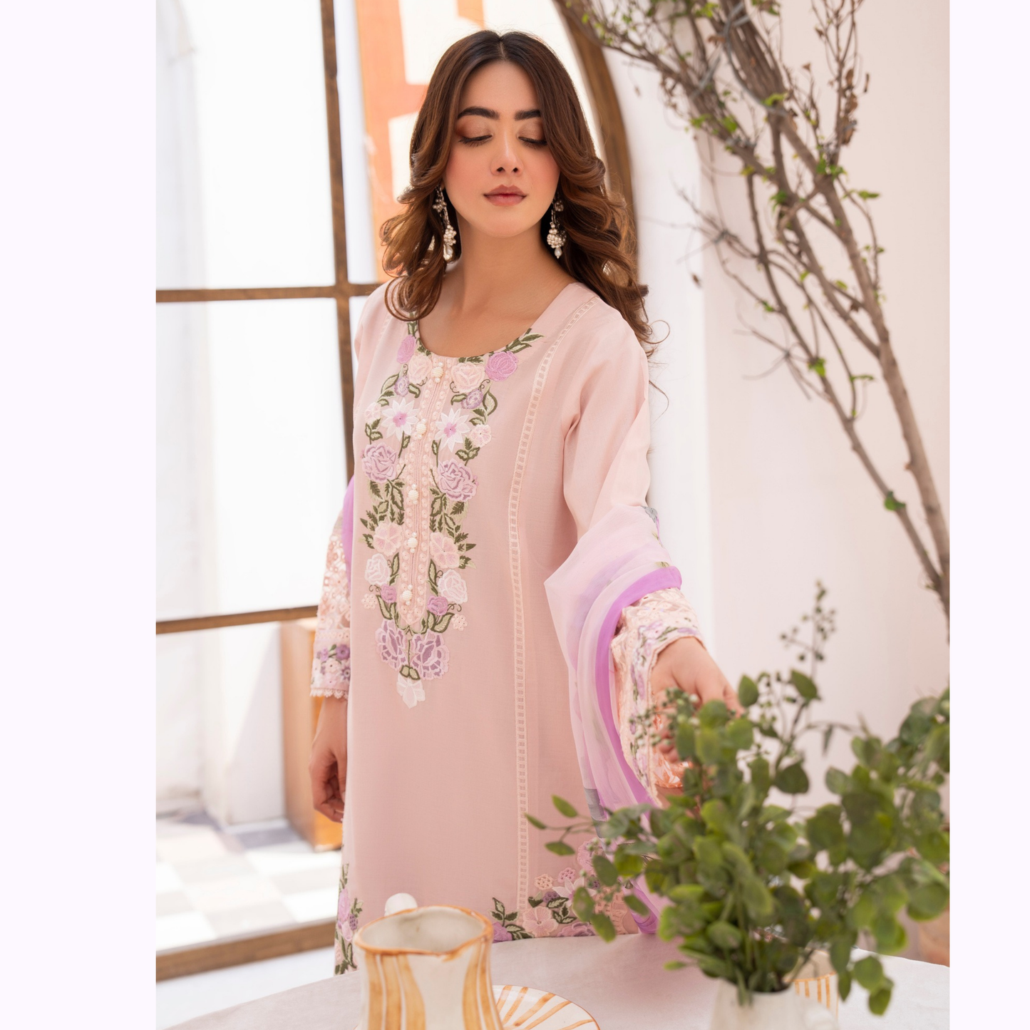 KC-1478 Embroidered Luxury Chikankari Cambric Cotton Collection | Ready to Wear | Karma Collection