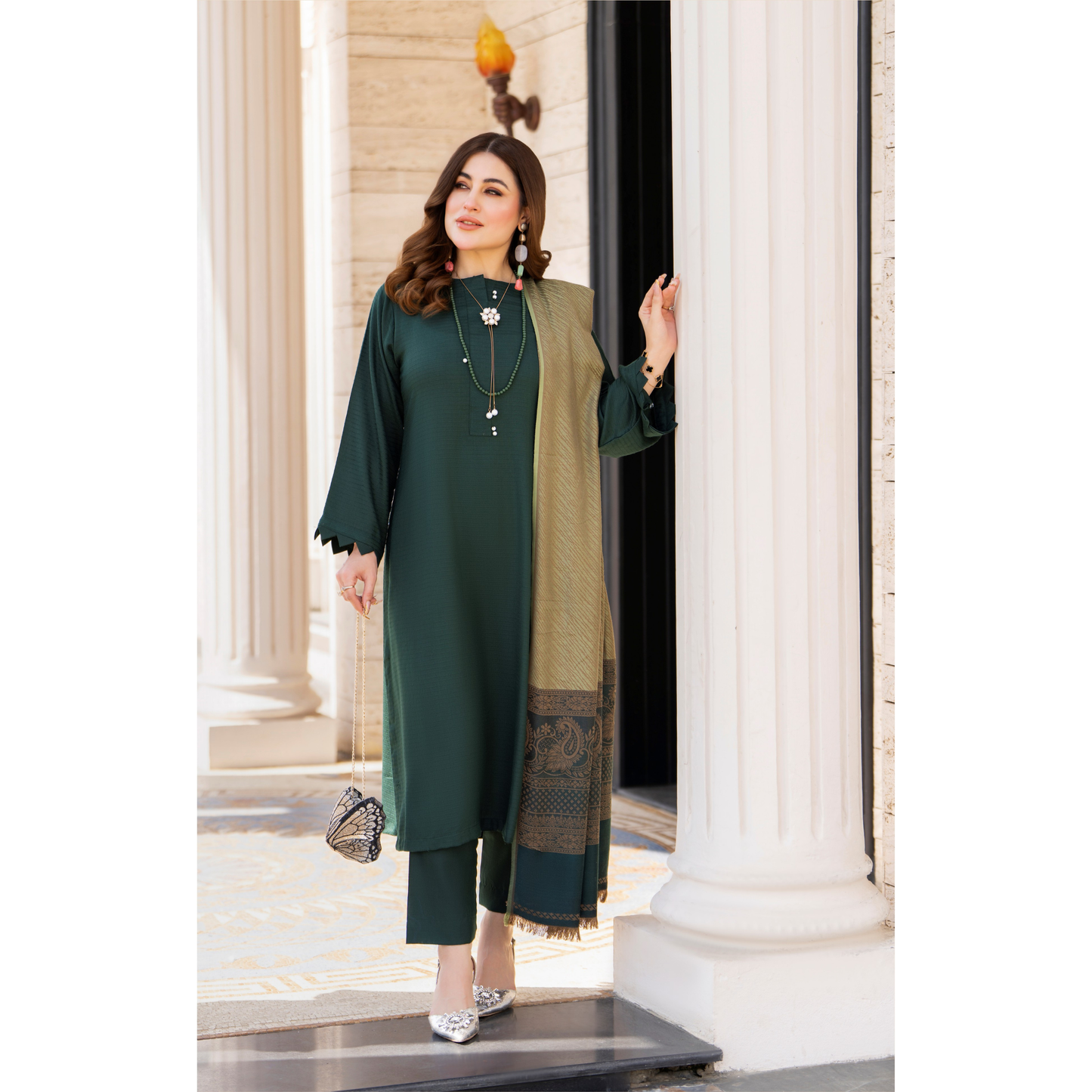 RA-23 Dhanak Dress with Kashmiri Wool Shawl 3 Pc Collection |Ready to Wear | Winter Collection | Raniya.h